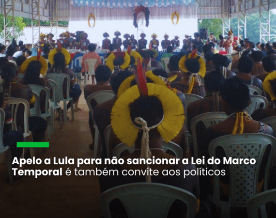 Assembleia de lideranças indígenas que debateu a Lei do Marco Temporal, em 28/1, na aldeia Gorotire, Município de Cumaru do Norte, Pará