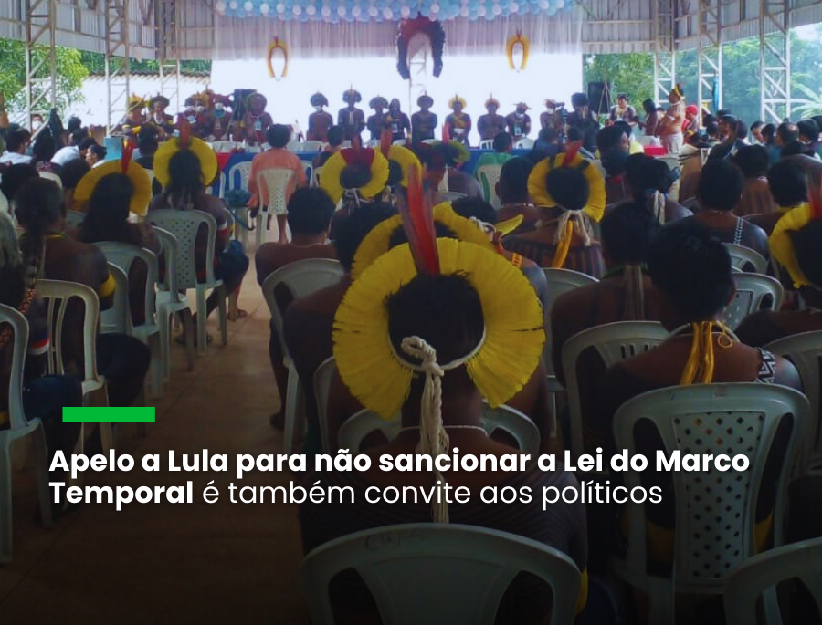 Assembleia de lideranças indígenas que debateu a Lei do Marco Temporal, em 28/1, na aldeia Gorotire, Município de Cumaru do Norte, Pará
